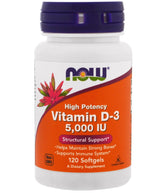 Now Vitamin D-3 5,000IU 120 Capsules