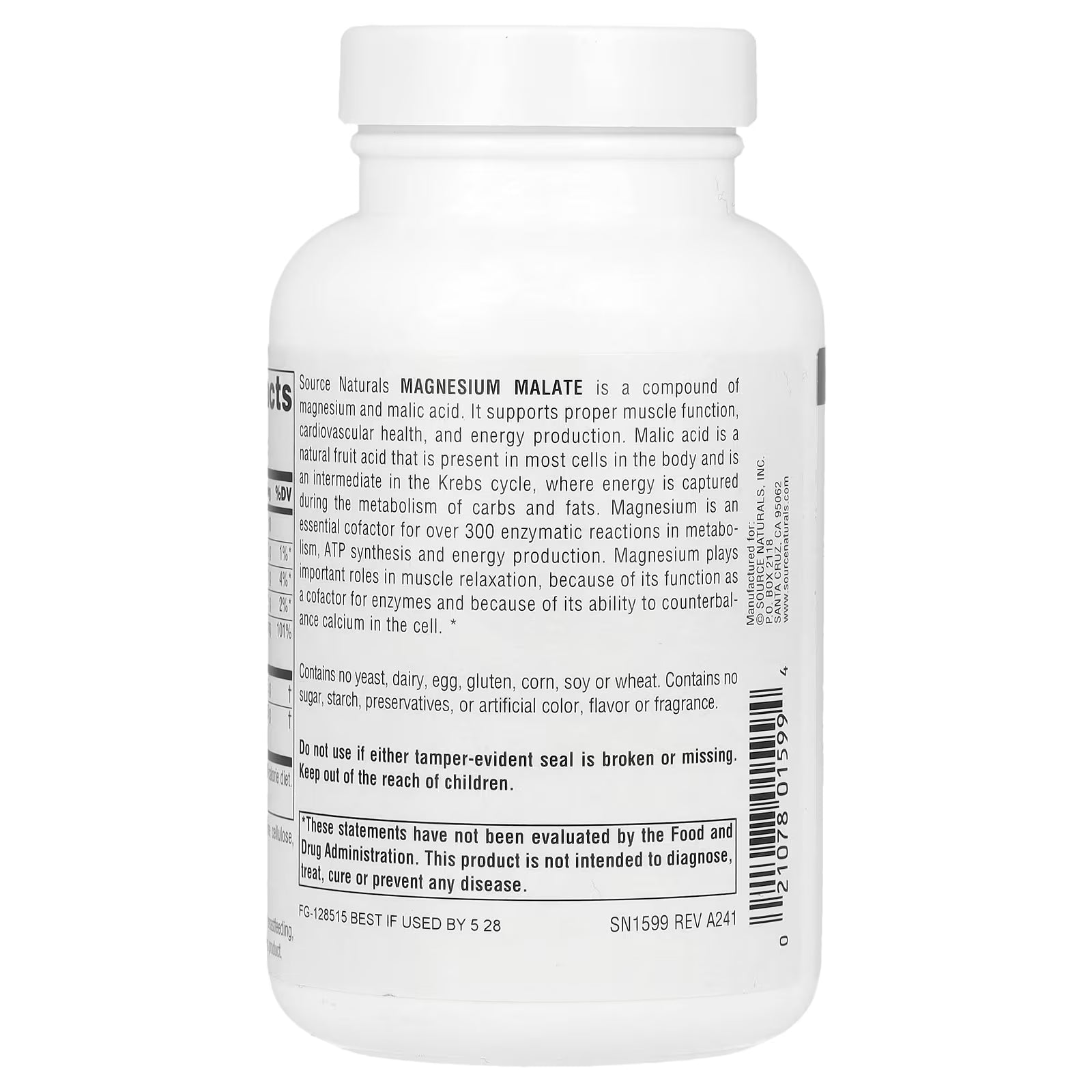 Source Naturals Magnesium Malate 100 Capsules