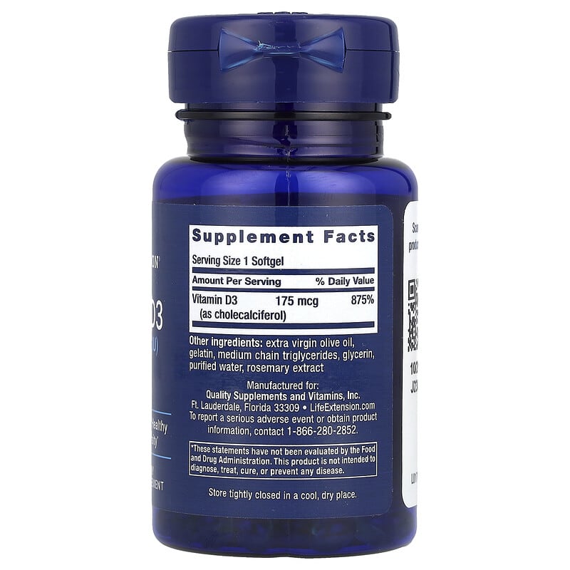 Life Extension Vitamin D3 7000 IU, 60 capsules