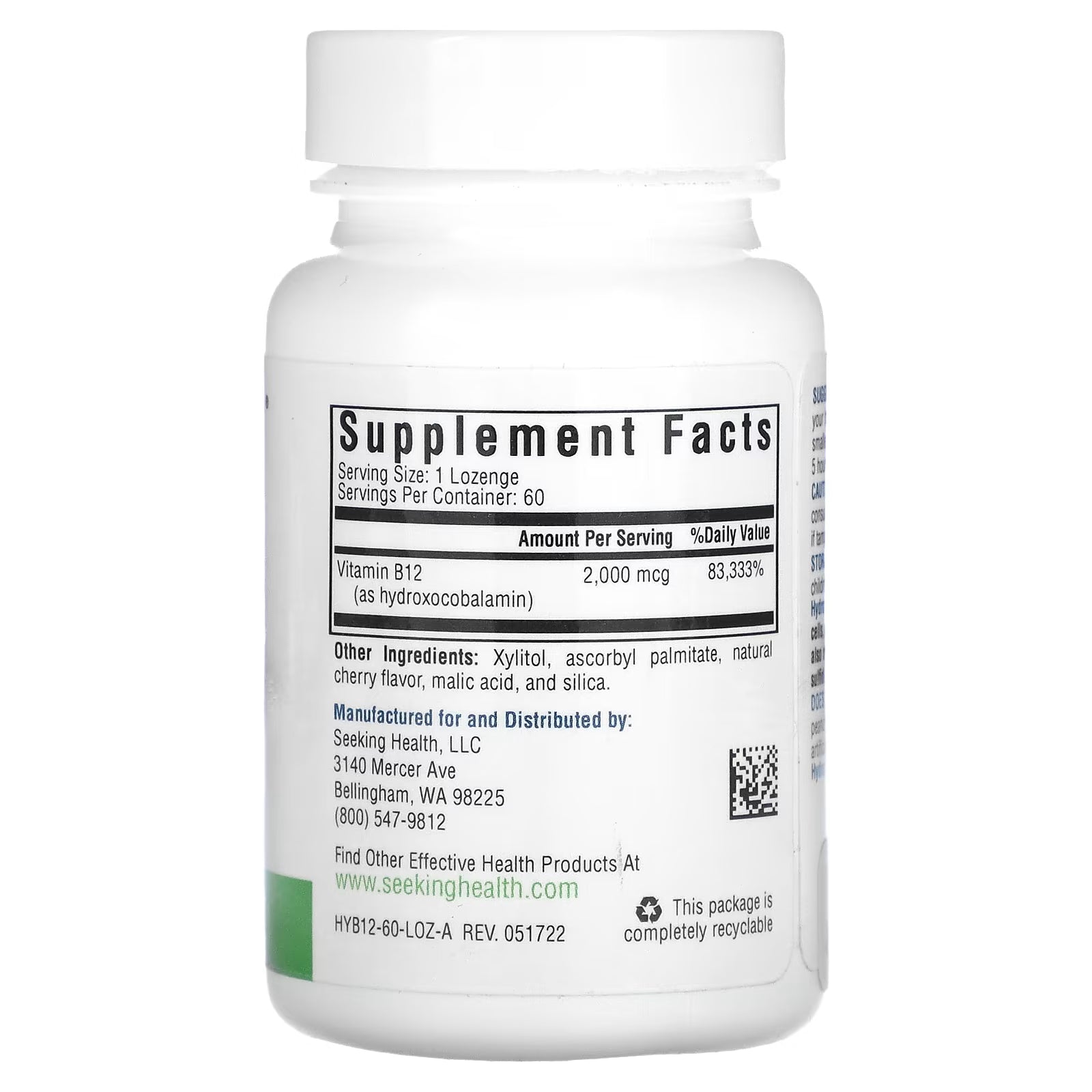 Seeking Health Hydroxo B12 Vitamin 60 Lozenges