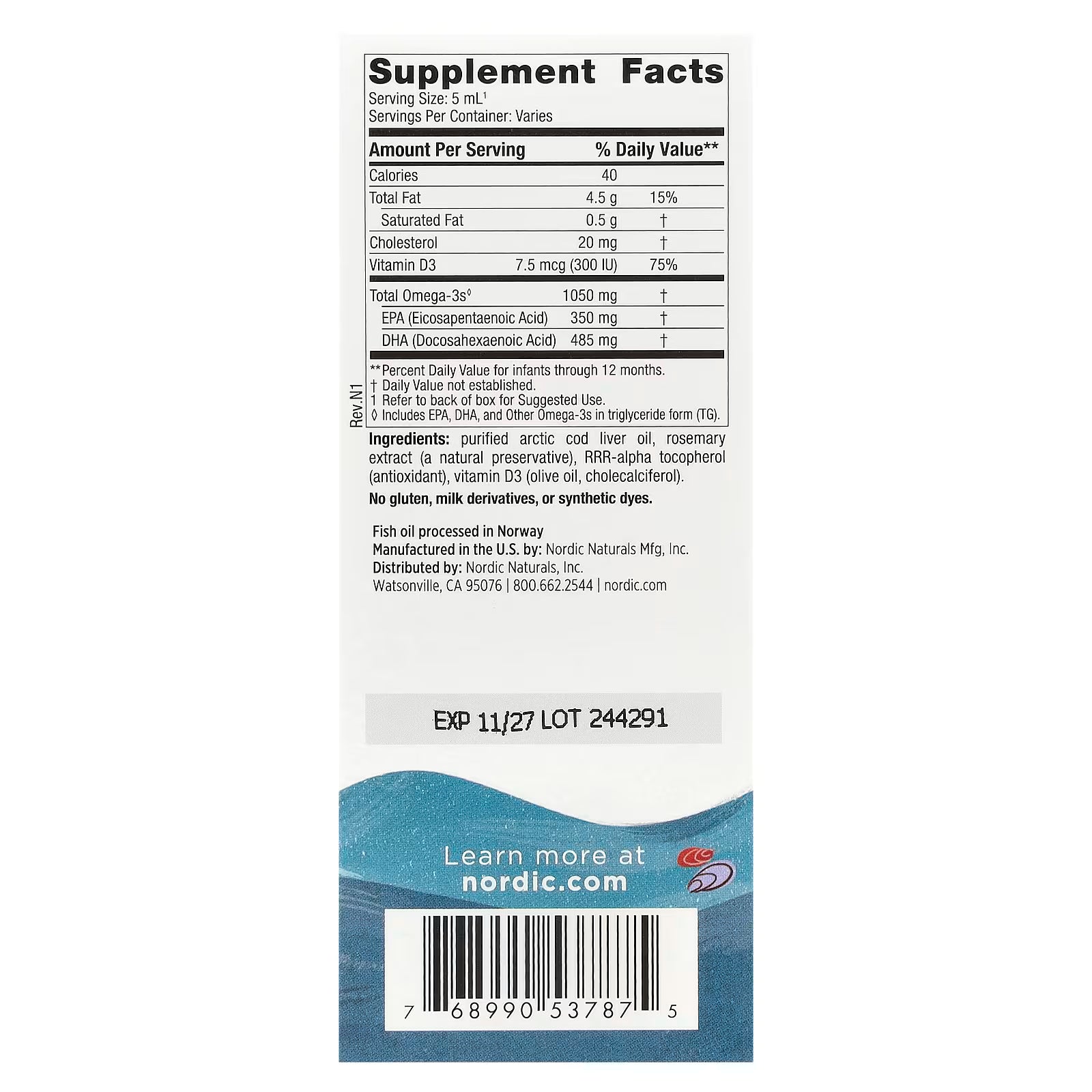 Nordic Naturals Baby's DHA Cod Liver Oil 60ml