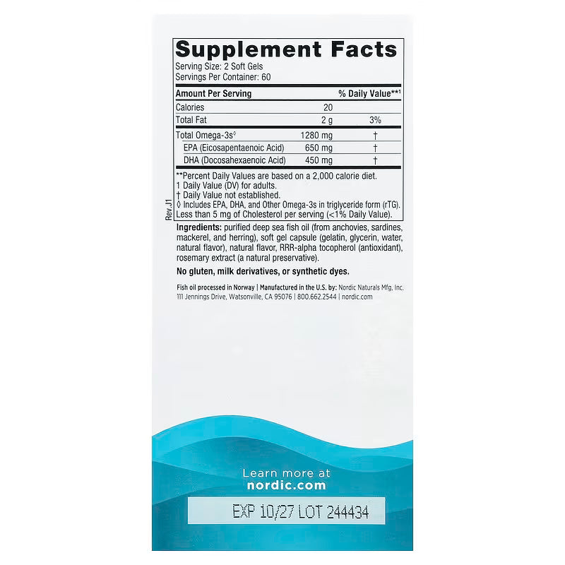 Nordic Naturals Lemon Flavour Ultimate Omega 120 Soft Gels