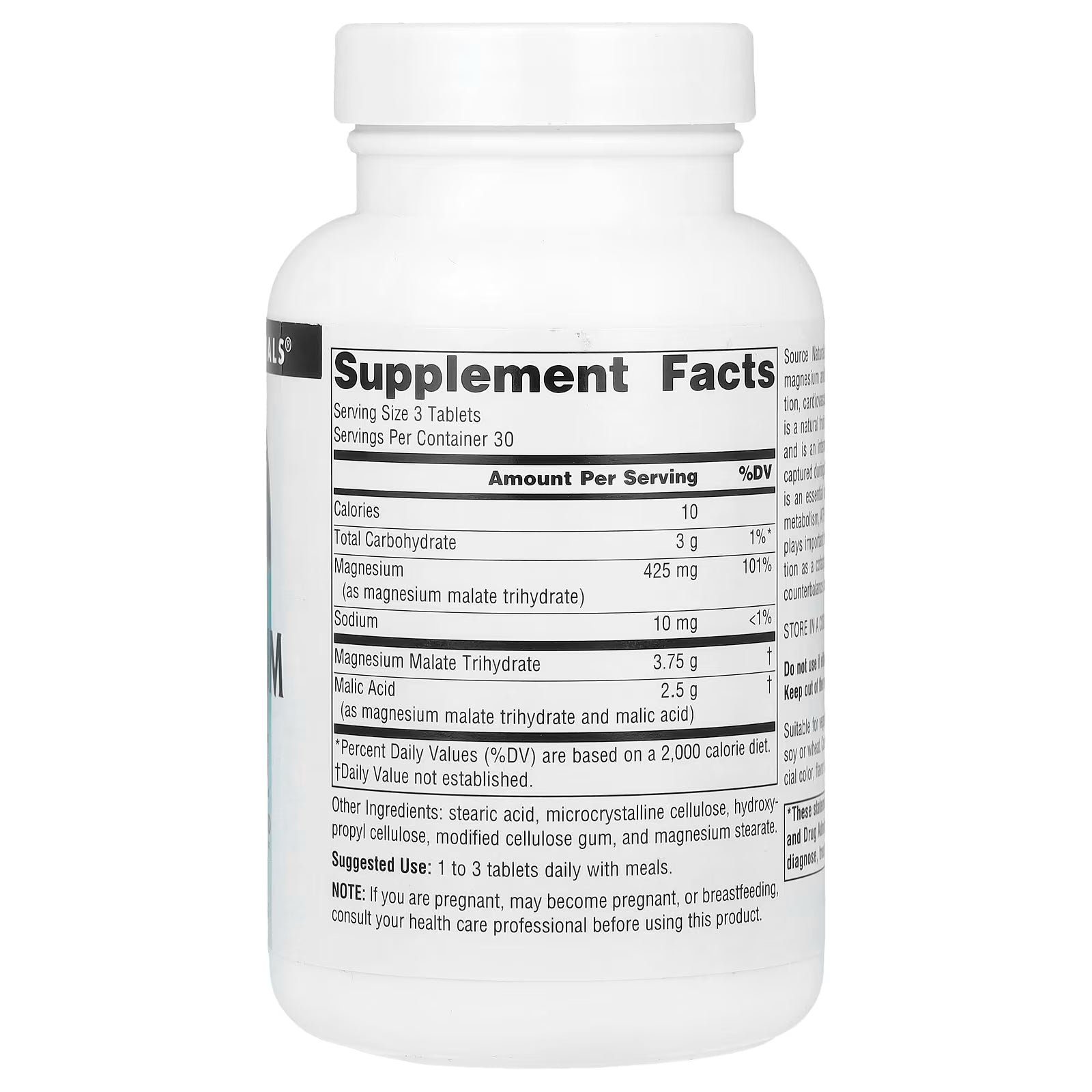 Source Naturals Magnesium Malate 1250mg Per Tablet, 90 Tablets