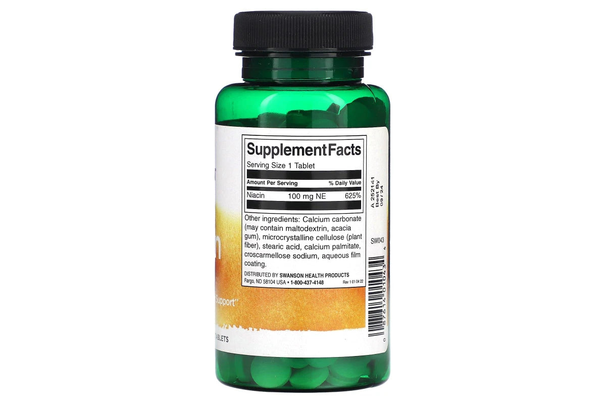 Swanson Premium Niacin 100mg 250 Tablets