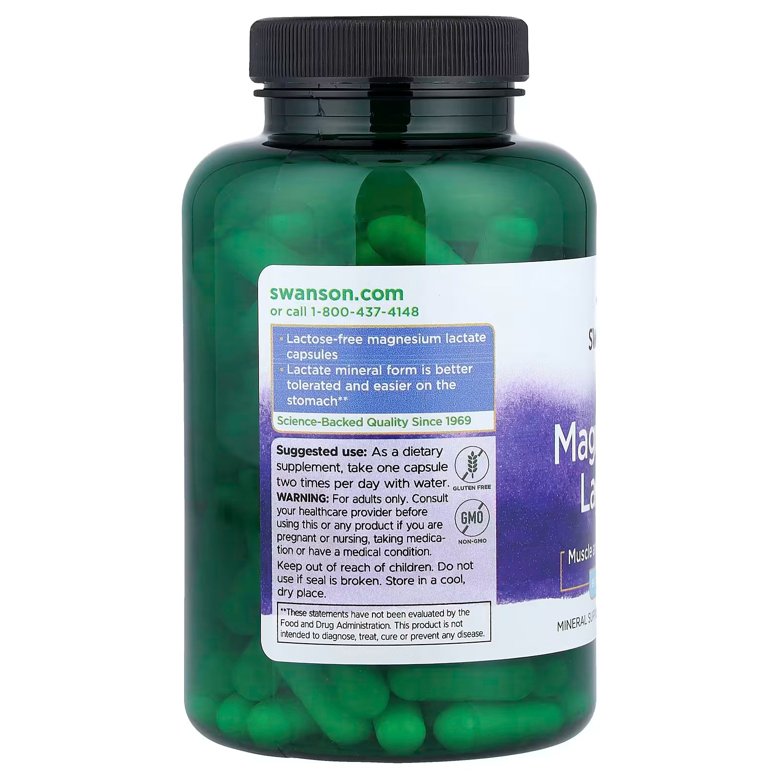 Swanson Premium Magnesium Lactate 84mg 120 Capsules