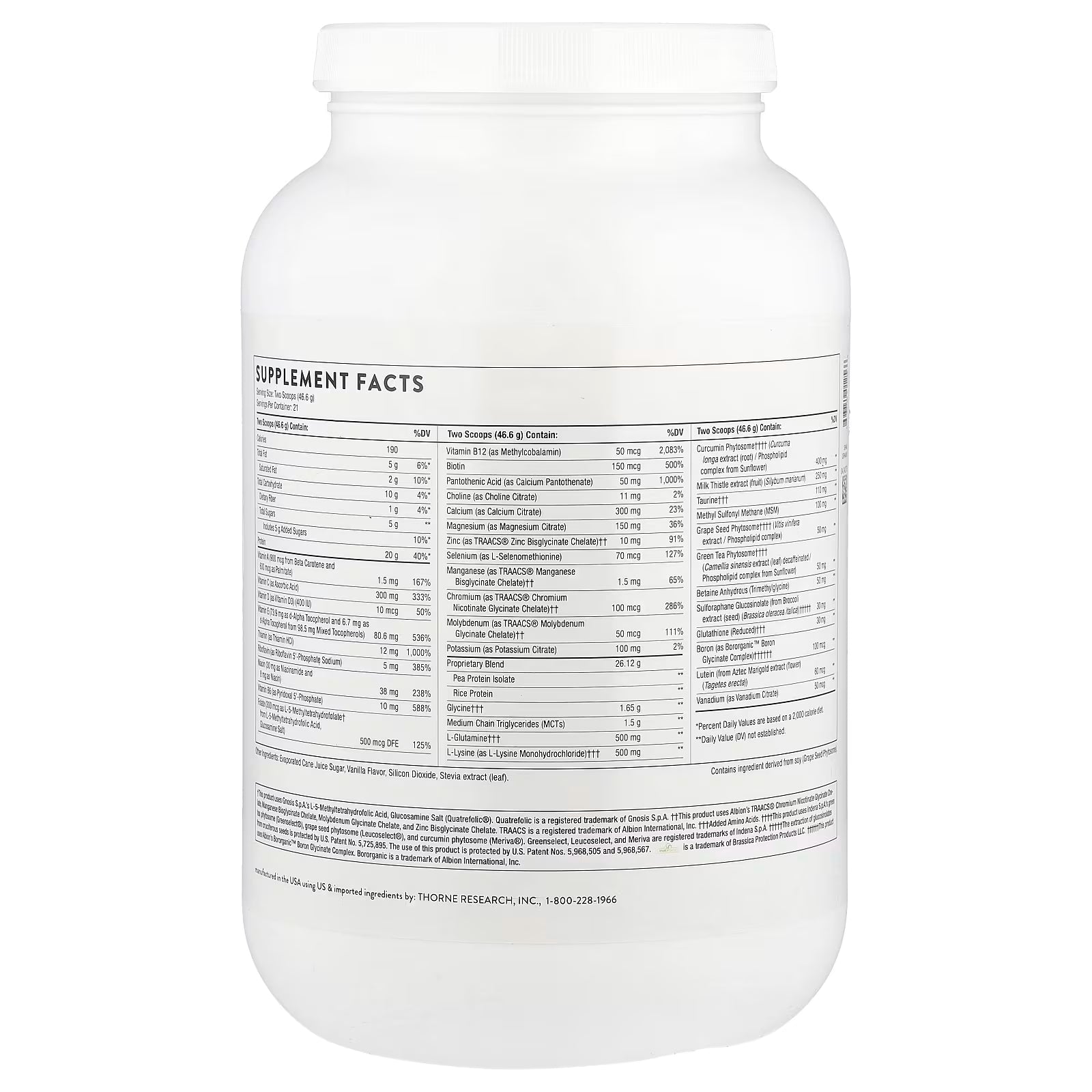 Thorne MediClear-SGS™ Vanilla 34.4 oz (978 g)