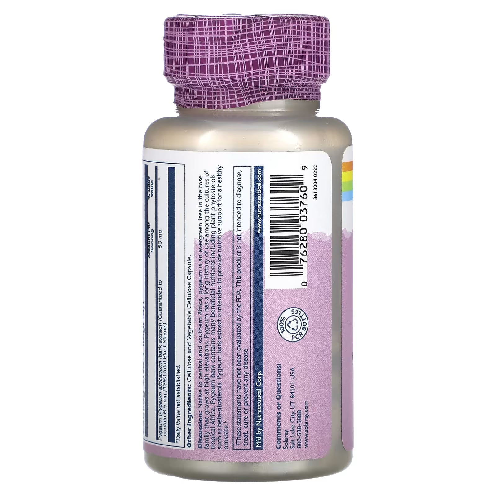 Solaray Pygeum 50 mg, 60 Veg Caps