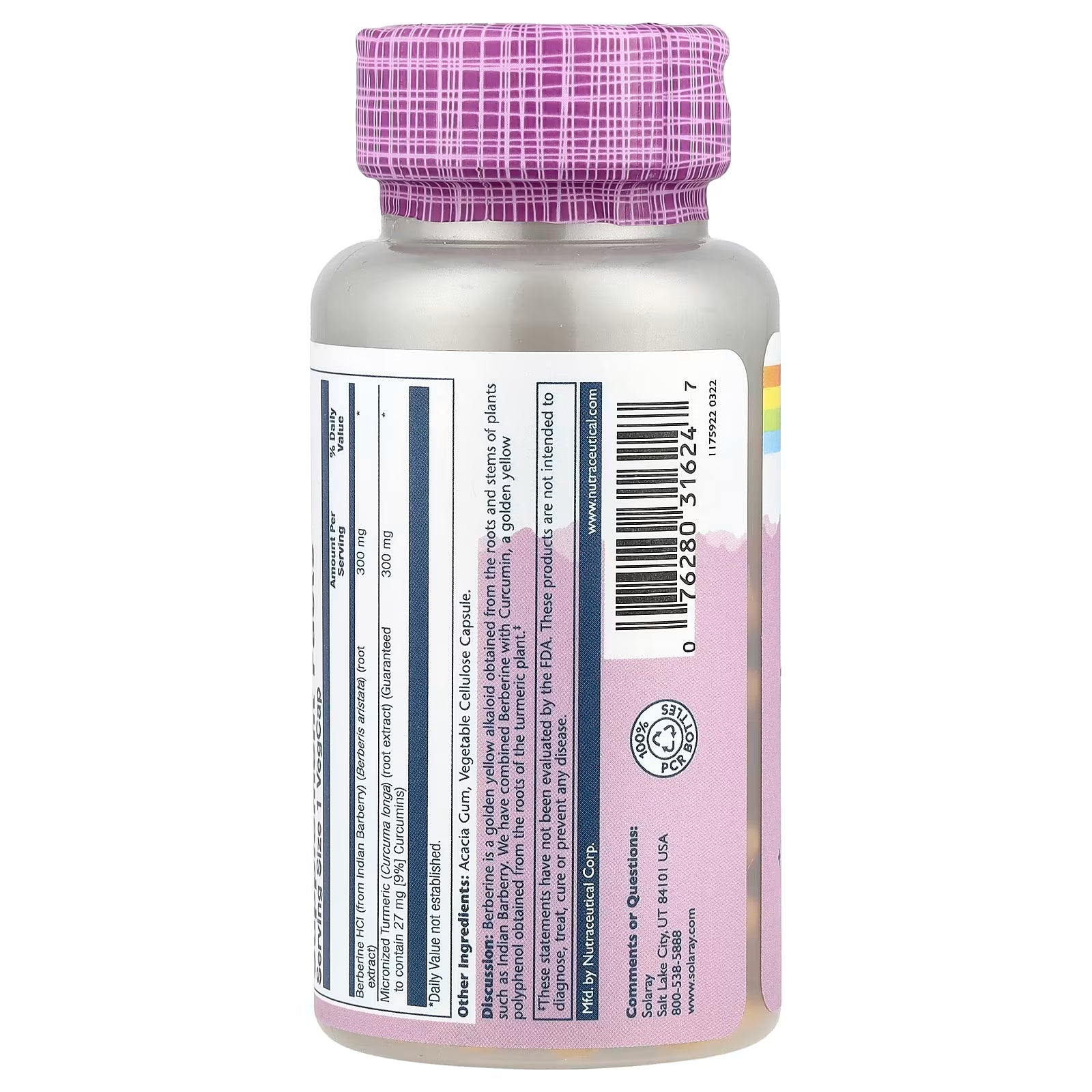 Solaray Berberine & Curcumin Root Extract 600 mg 60 Veg Capsules