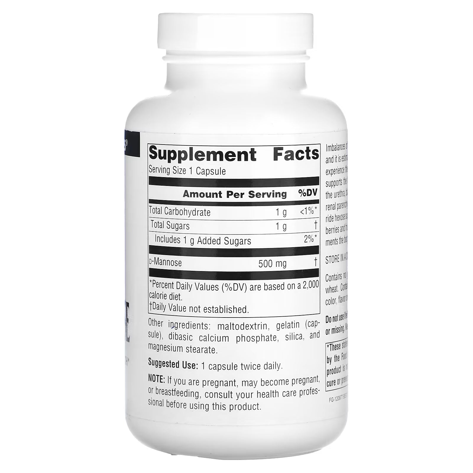 Source Naturals D-Mannose 500mg 120 Capsules