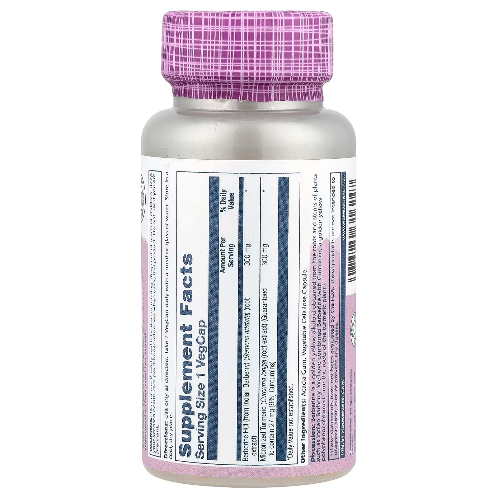 Solaray Berberine & Curcumin Root Extract 600 mg 60 Veg Capsules