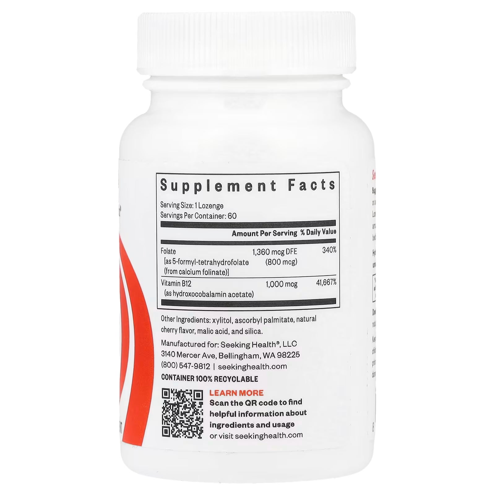 Seeking Health Hydroxo Vitamin B12 with Folinic Acid 60 Lozenges