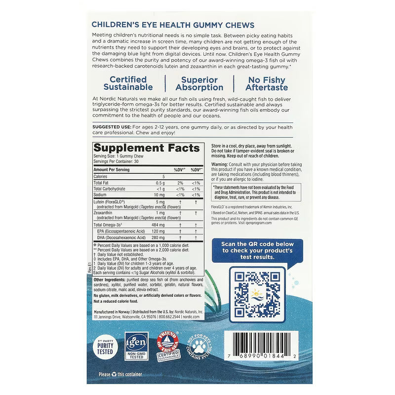 Nordic Naturals Children's Eye Health Gummies Strawberry Lemonade, 30 Gummy Chews