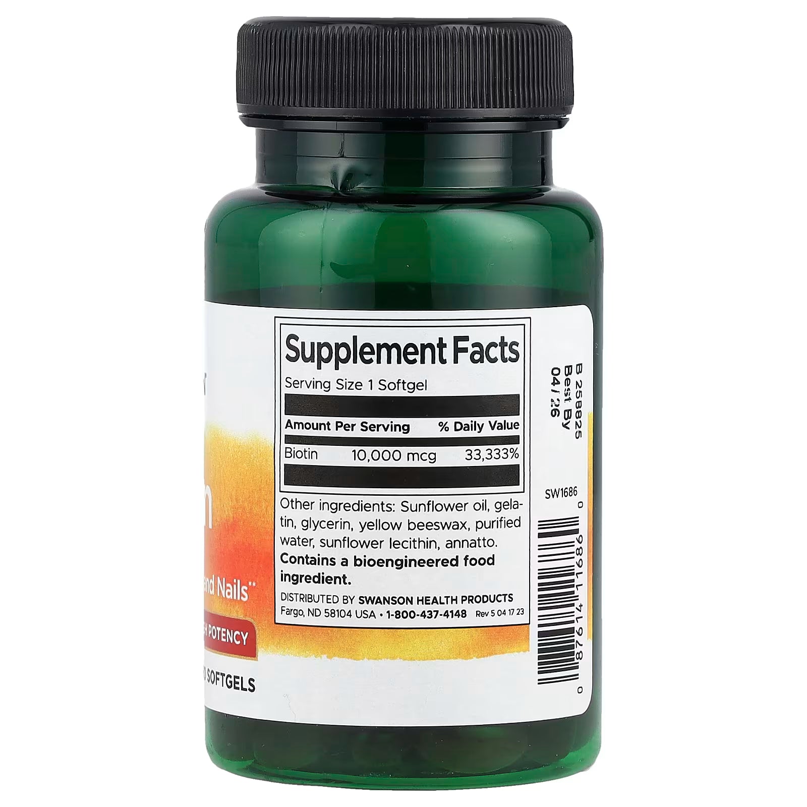 Swanson Super Strength Biotin Vitamin 10,000 mcg 60 Soft Gels