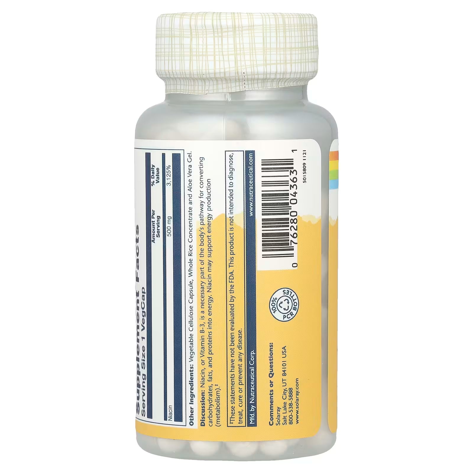 Solaray Niacin 500 mg, 100 Capsules