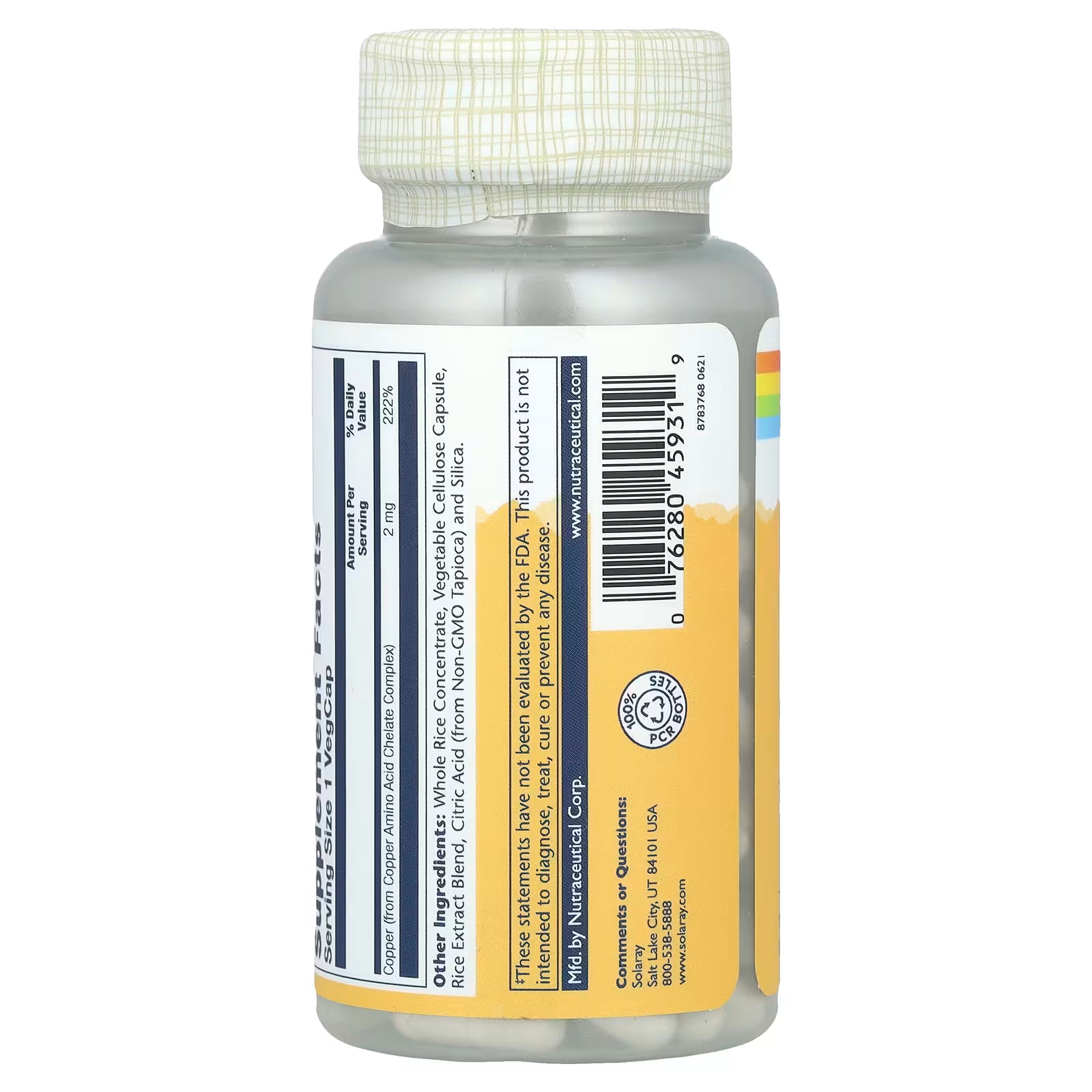 Solaray Copper 2mg 100 Capsules
