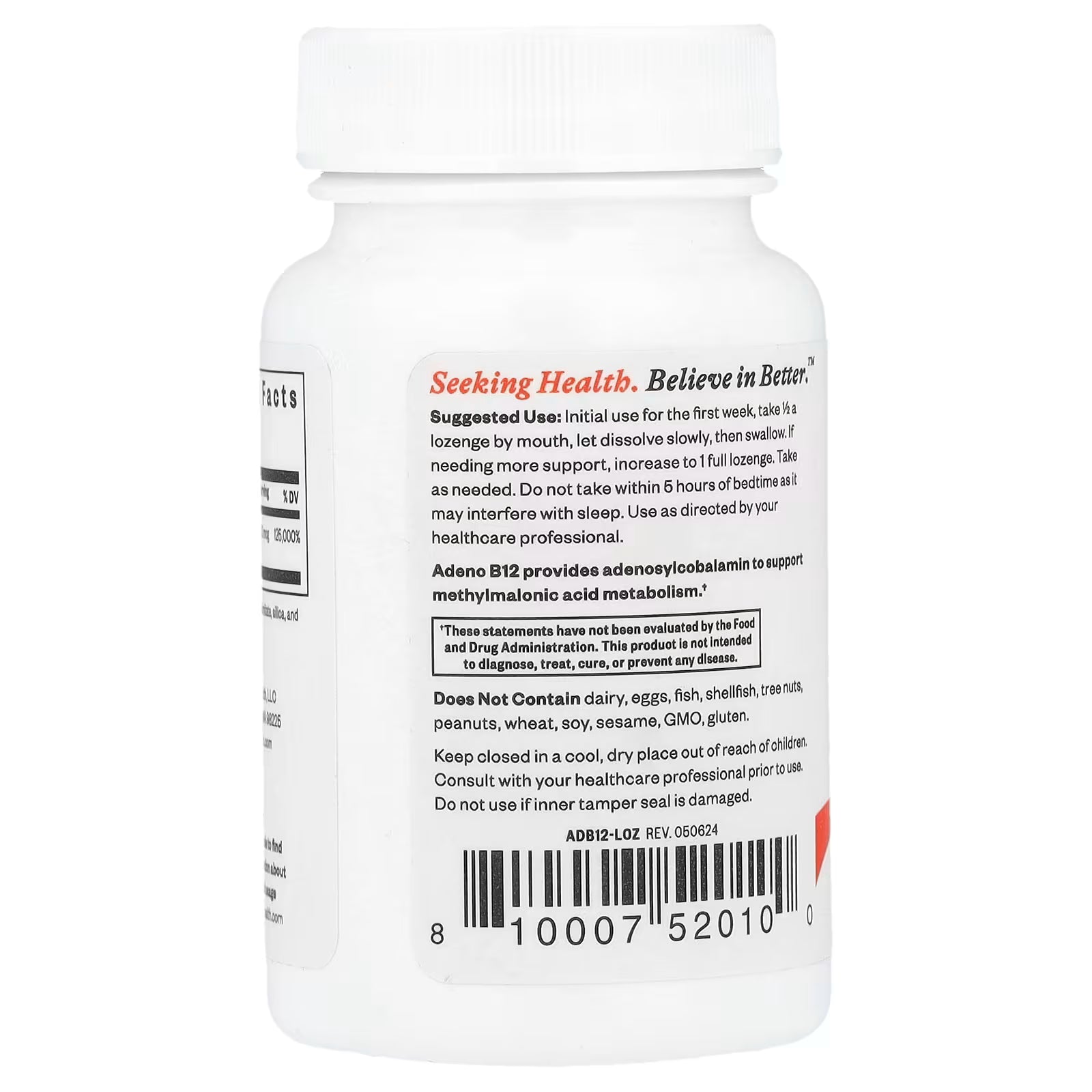 Seeking Health Adeno B12 Supplement 3,000 mcg 60 Vitamin B12 Lozenges