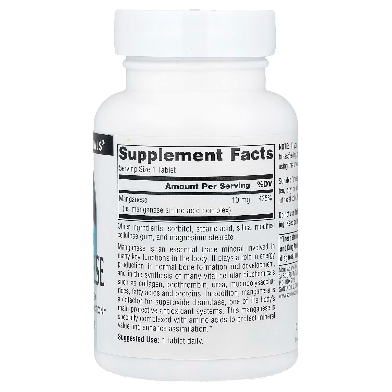 Source Naturals Manganese 10 mg 250 Tablets