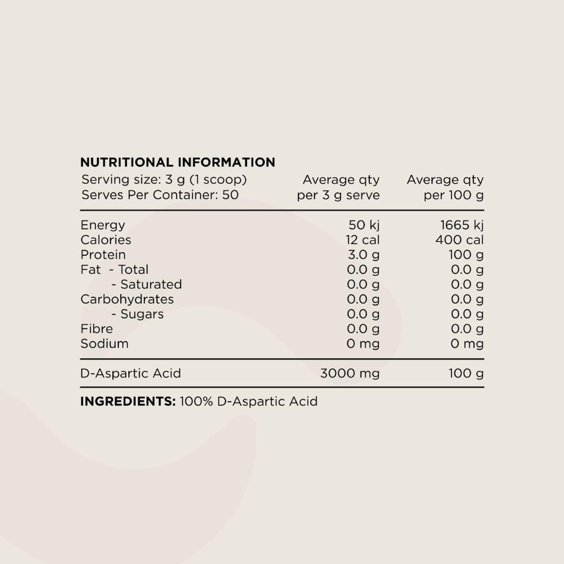 Switch Nutrition D-Aspartic Acid 50 Serves Unflavoured, 150 g