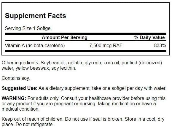 Swanson Beta-Carotene 25000 Iu (7500 mcg) 100 Soft Gels