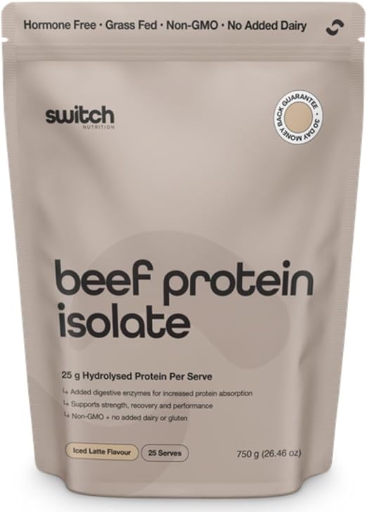 Switch Nutrition Beef Protein Isolate 25 Serves Iced Latte Flavour 750g
