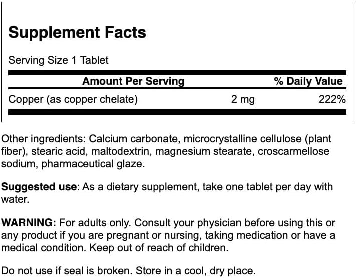 Swanson Premium Copper 2 mg 300 Tablets