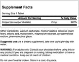Swanson Premium Copper 2 mg 300 Tablets