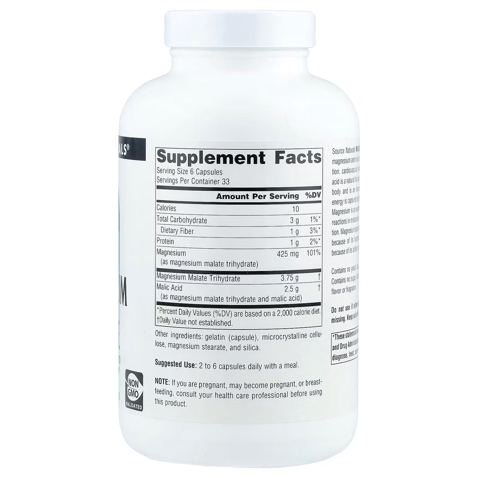 Source Naturals Magnesium Malate 200 Capsules 3,750 mg Per Serving