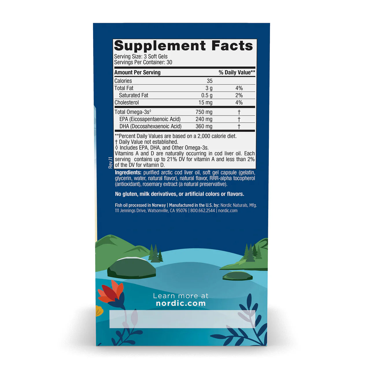 Nordic Naturals Lemon Flavour Arctic Cod Liver Oil 90 Soft Gels