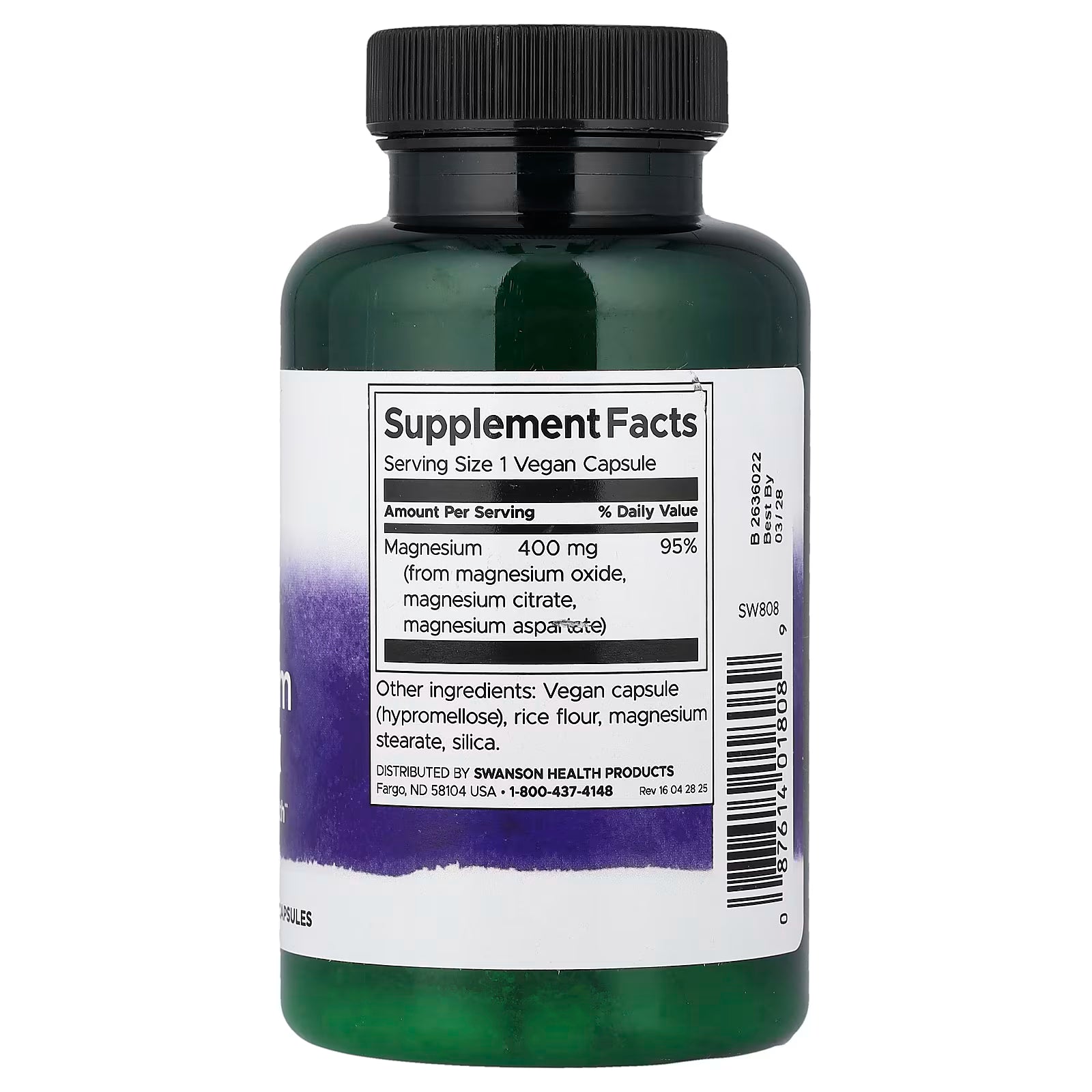 Swanson Triple Magnesium Complex 400 mg 100 Capsules