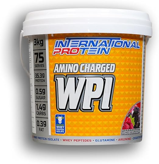 International Protein Amino Charged Choc Raspberry Flavour Whey Protein Isolate Powder 3 kg