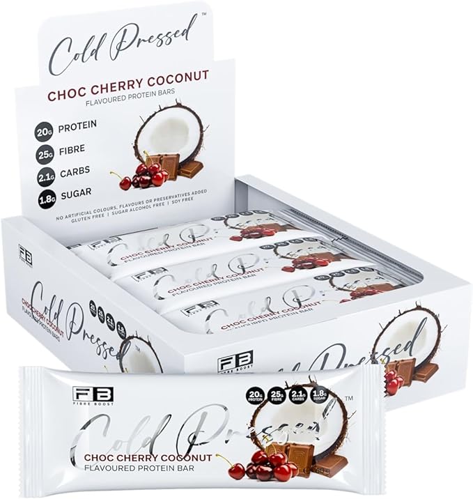 Fibre Boost Cold Pressed Choc Cherry Coconut Flavoured Protein Bar x 12