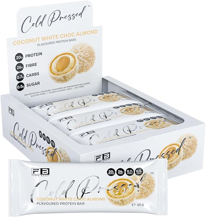 Fibre Boost Cold Pressed Coconut White Choc Almond Flavoured Protein Bar x 12