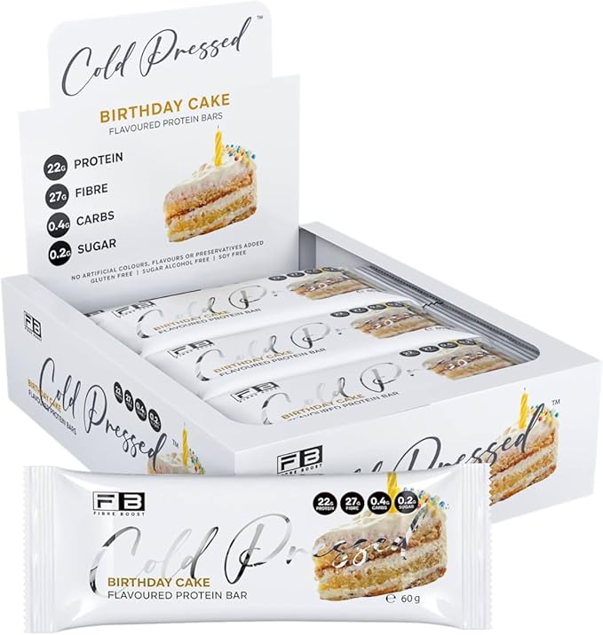 Fibre Boost Cold Pressed Birthday Cake Flavoured Protein Bar x 12