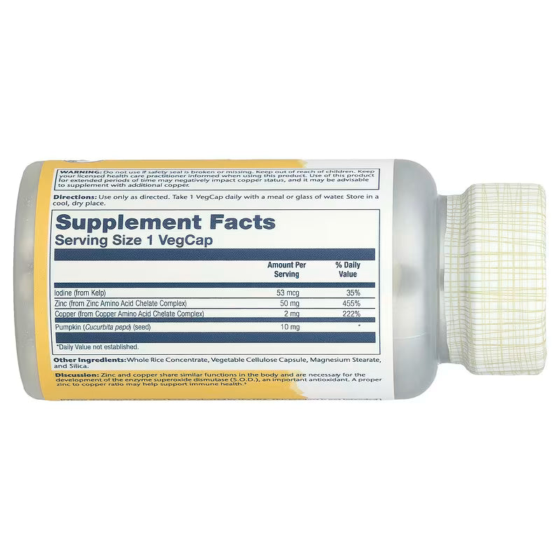 Solaray Zinc + Copper Amino Acid Chelate 100 Capsules