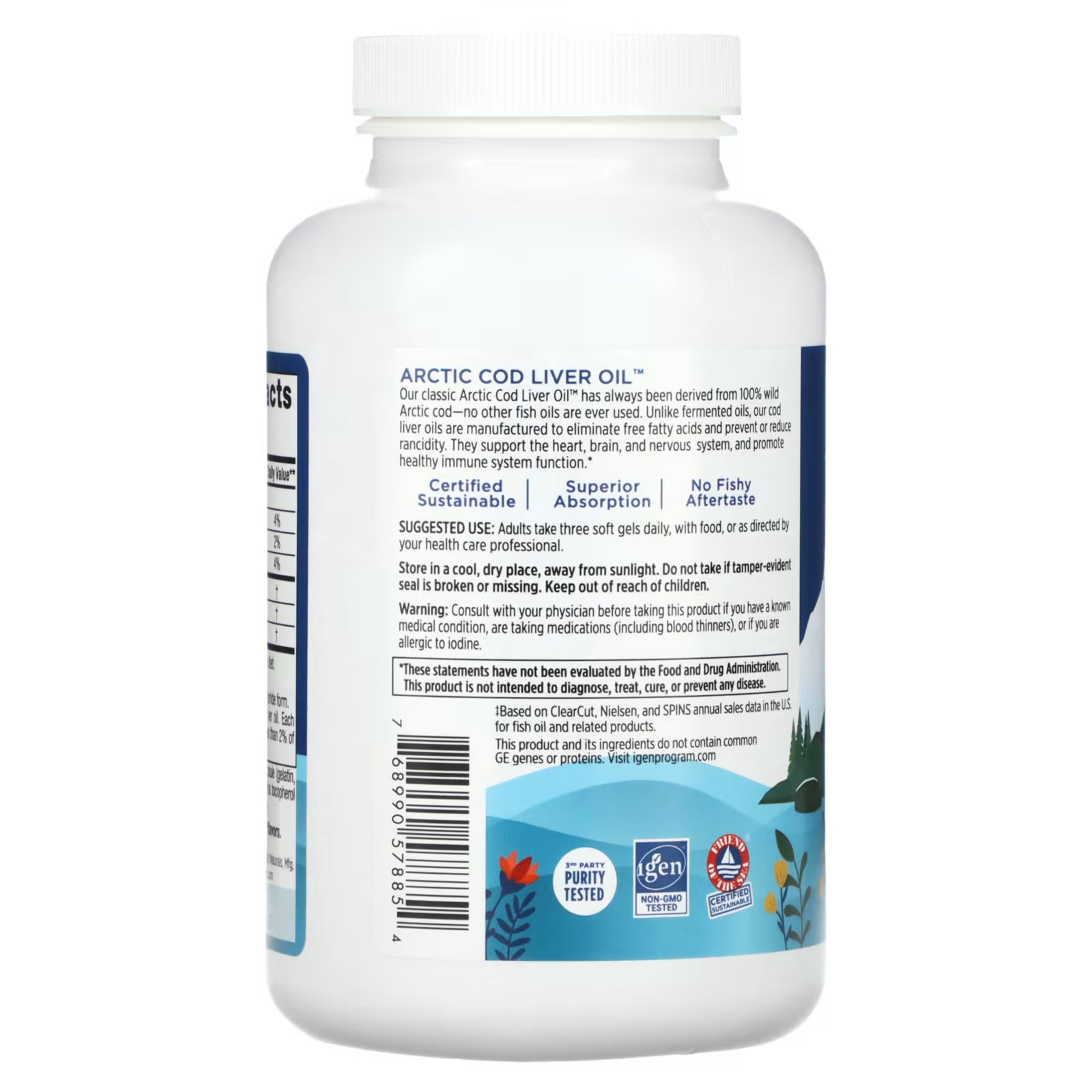 Nordic Naturals Lemon Flavour Arctic Cod Liver Oil 180 Capsules