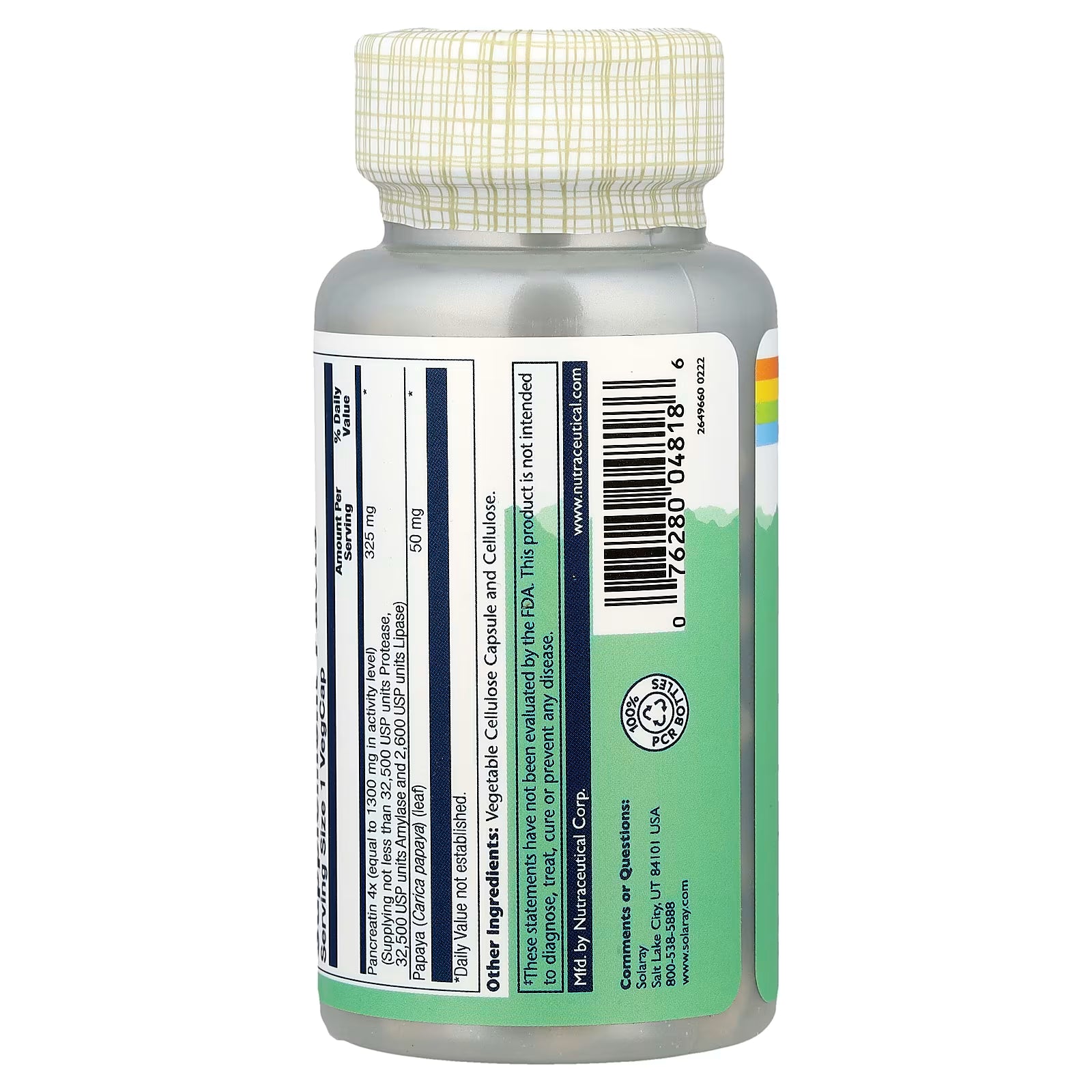 Solaray Pancreatin 1300, 90 Capsules