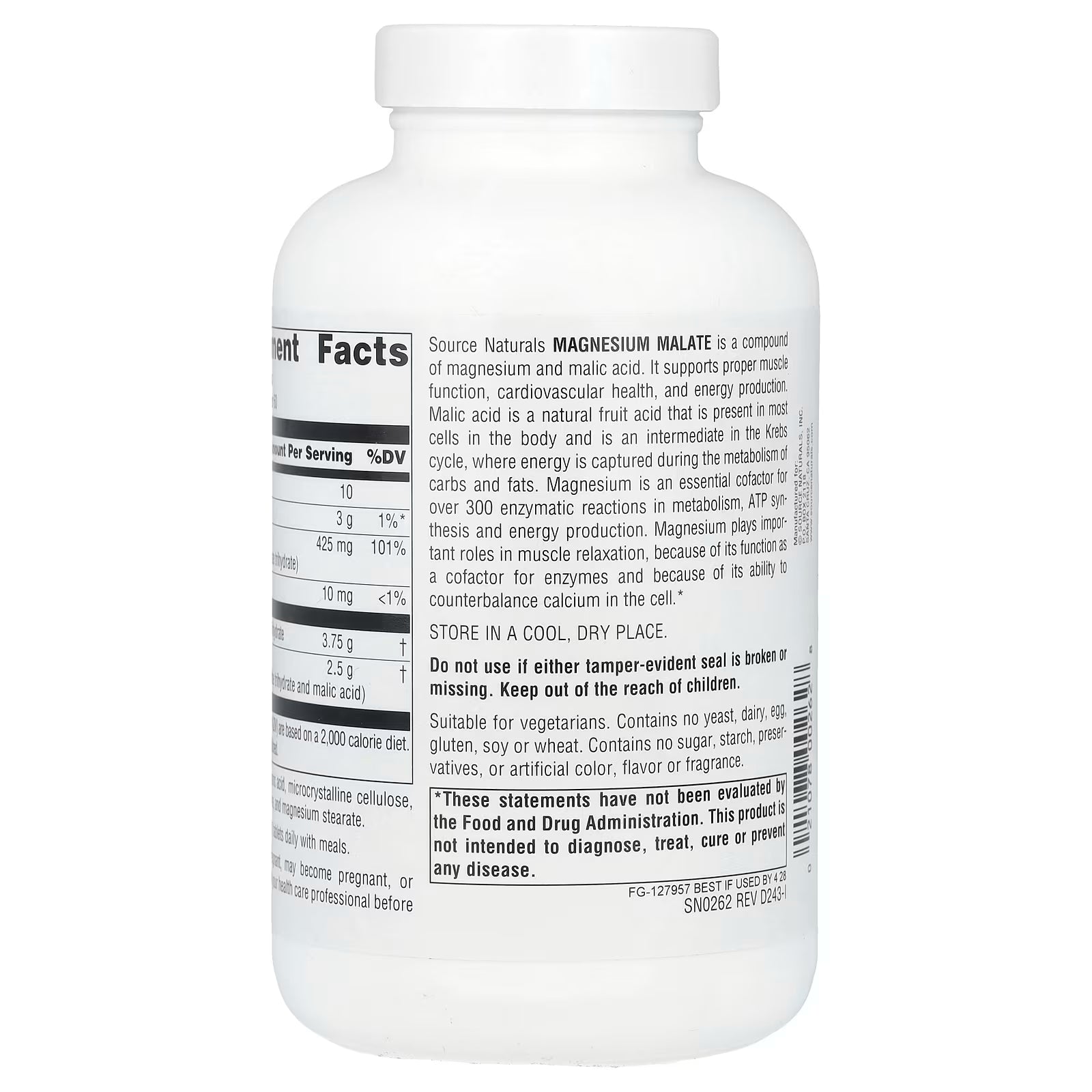 Source Naturals Magnesium Malate 3750MG 180 Tablets