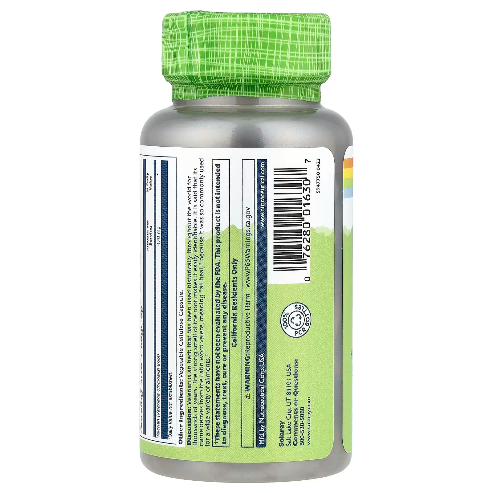 Solaray Valerian Root Capsules 470 mg 100 Count