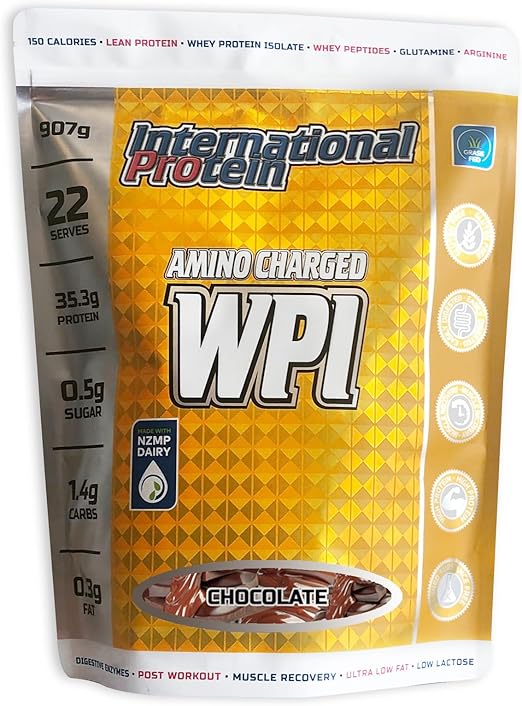 International Protein Amino Charged Chocolate Flavour Whey Protein Isolate Powder 907 g