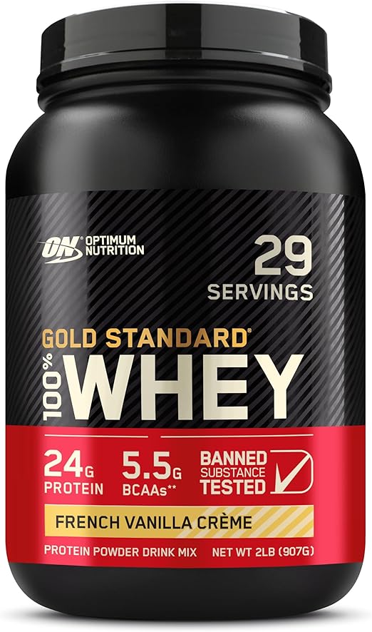 Optimum Nutrition Gold Standard 100% Whey Protein Powder, French Vanilla Creme 2lb
