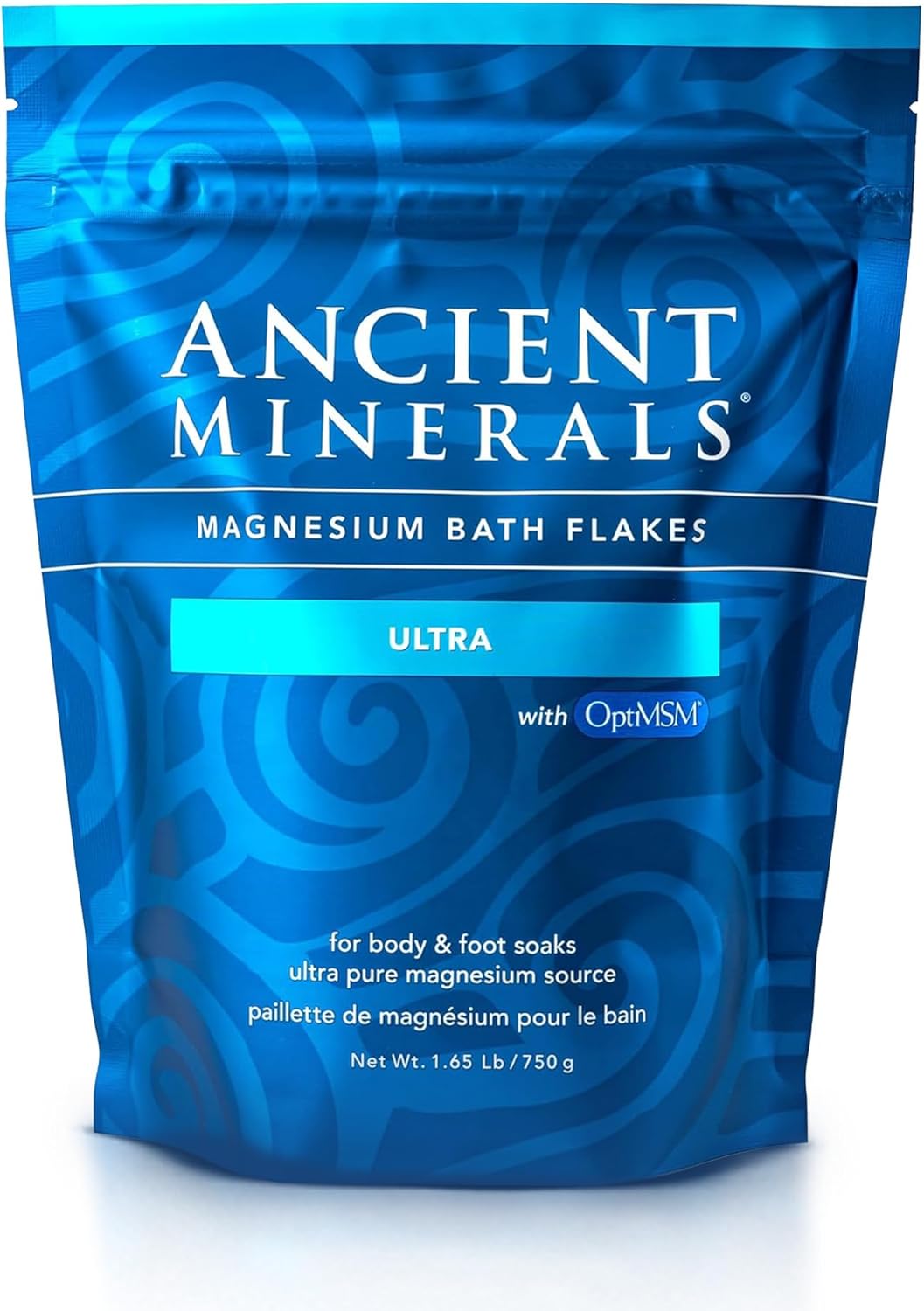 Ancient Minerals Magnesium Bath Flakes Ultra with MSM, 750 g