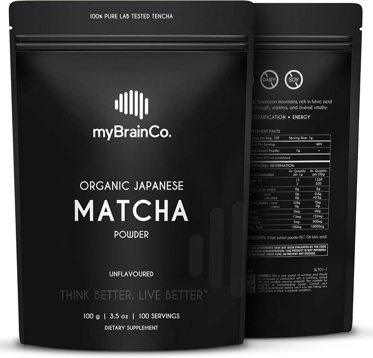 myBrainCo. USDA Organic Japanese Matcha 100 Servings (100g)