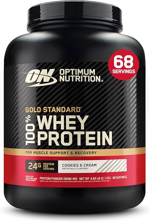 Optimum Nutrition Gold Standard 100% Whey Protein Powder, Cookies and Cream, 2.1 kg