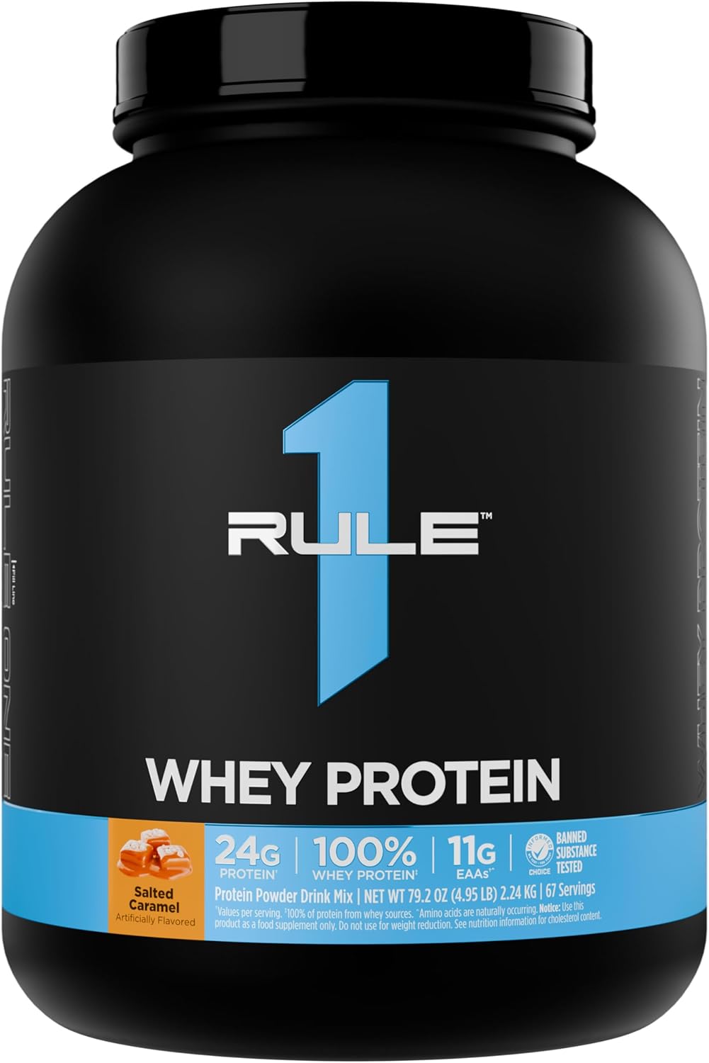 Rule 1 Whey Blend Powder 2.28 kg, Lightly Salted Caramel (67 Servings)