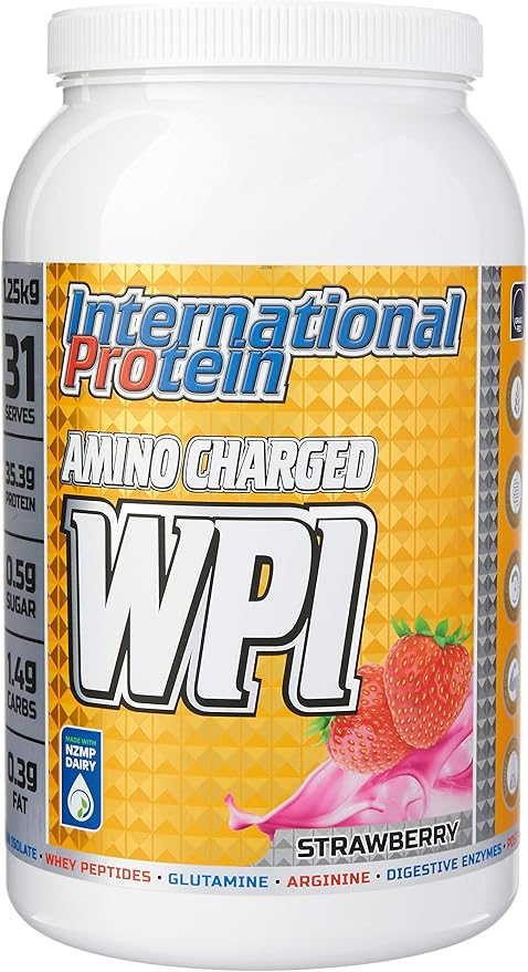 International Protein Amino Charged Strawberry Flavour Whey Protein Isolate Powder 1.25 kg