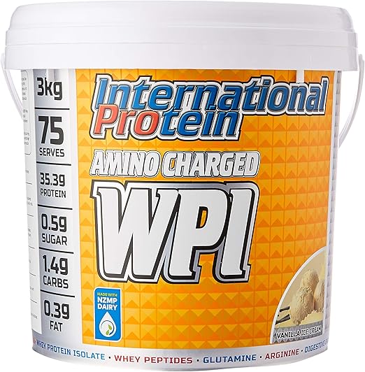 International Protein Amino Charged Vanilla Ice Cream Flavour Whey Protein Isolate Powder 3 kg