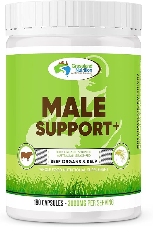 GRASSLAND NUTRITION 100% Organic Male Support 180 Capsules **CLEARANCE USE BY 10/2026**
