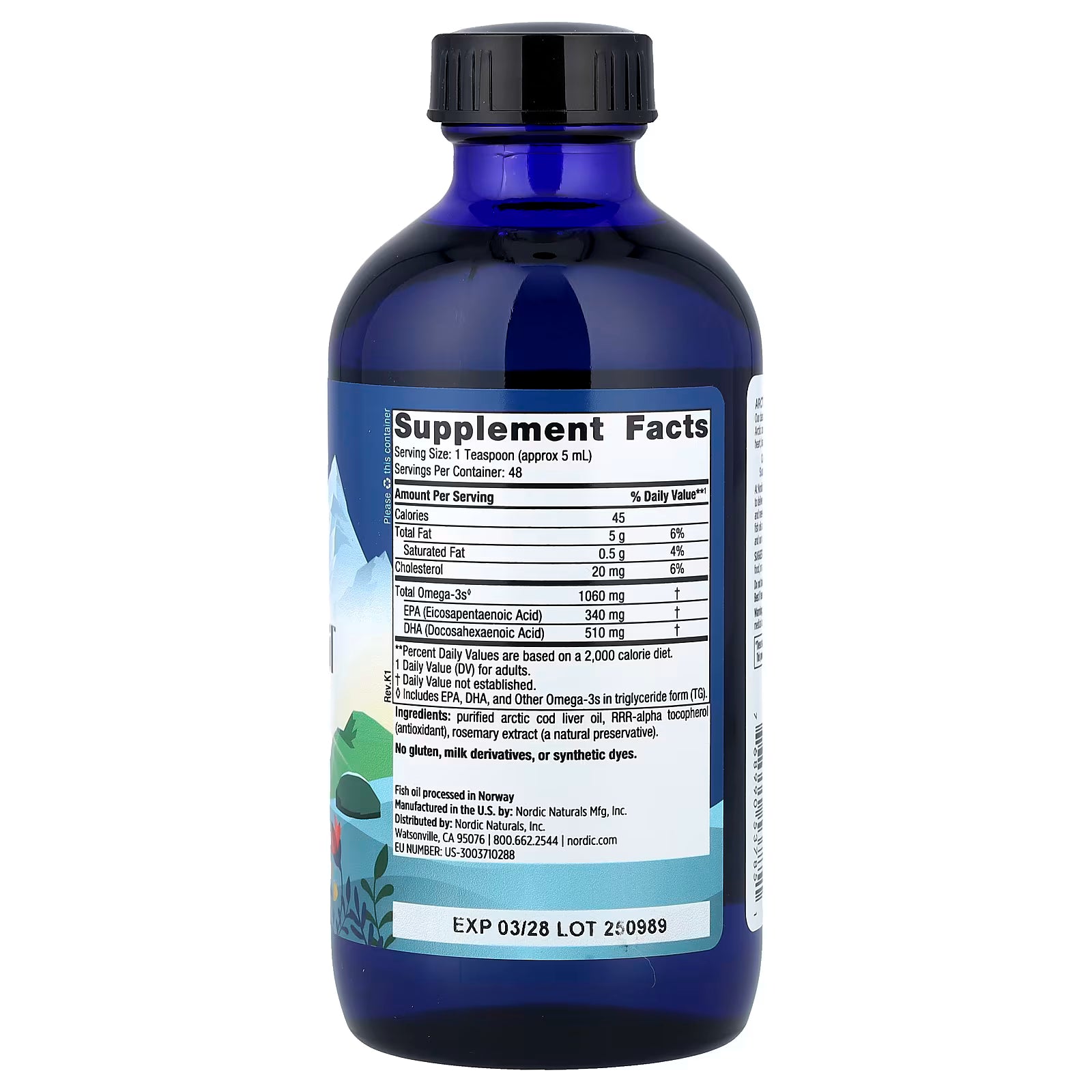 Nordic Naturals Cod Liver Oil Unflavoured 8oz (237ml)