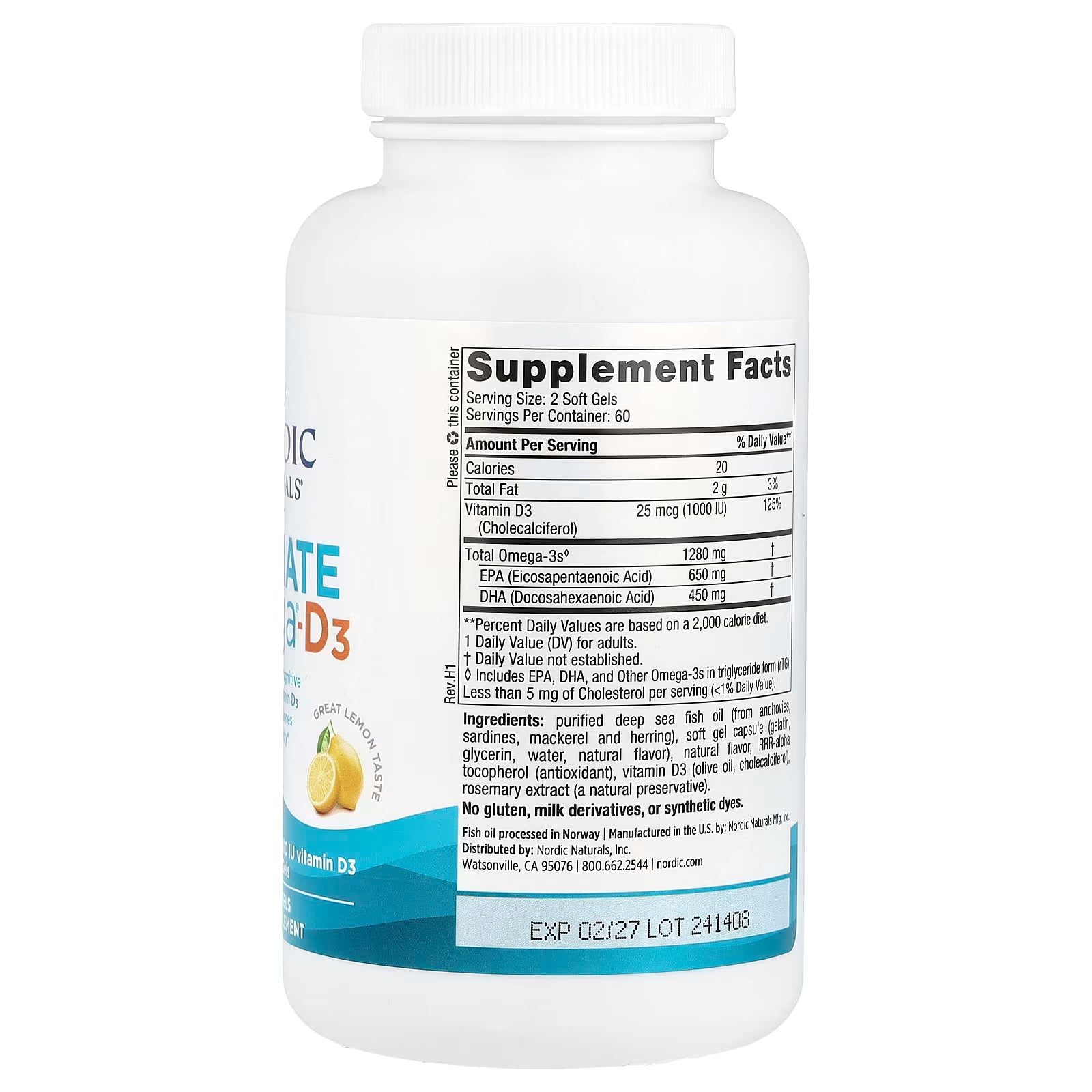 Nordic Naturals Ultimate Omega D3 120 Soft Gels