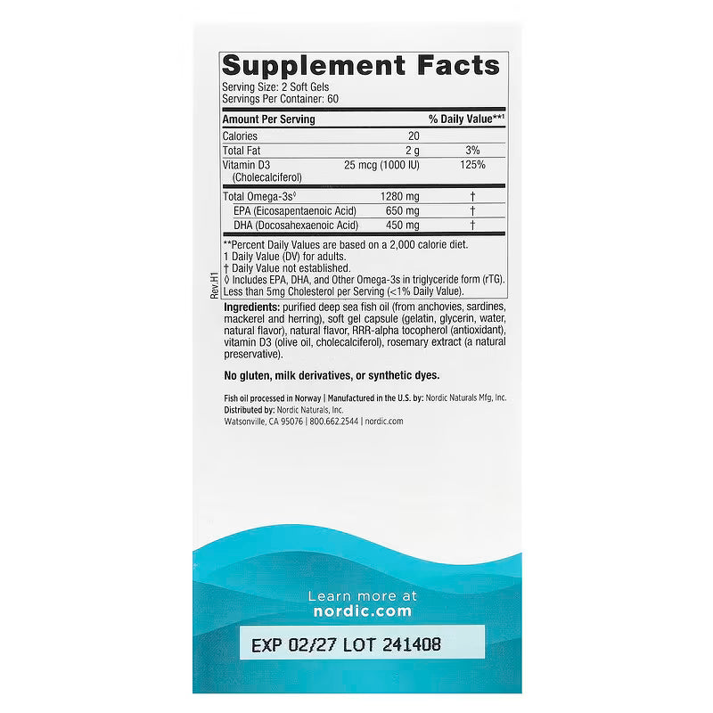 Nordic Naturals Ultimate Omega D3 120 Soft Gels